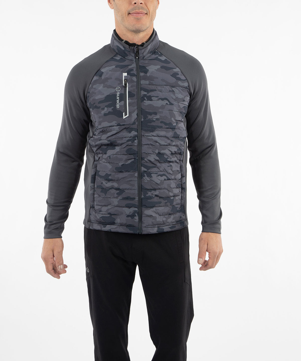 Men's jacket in melange Stretch Performance fleece