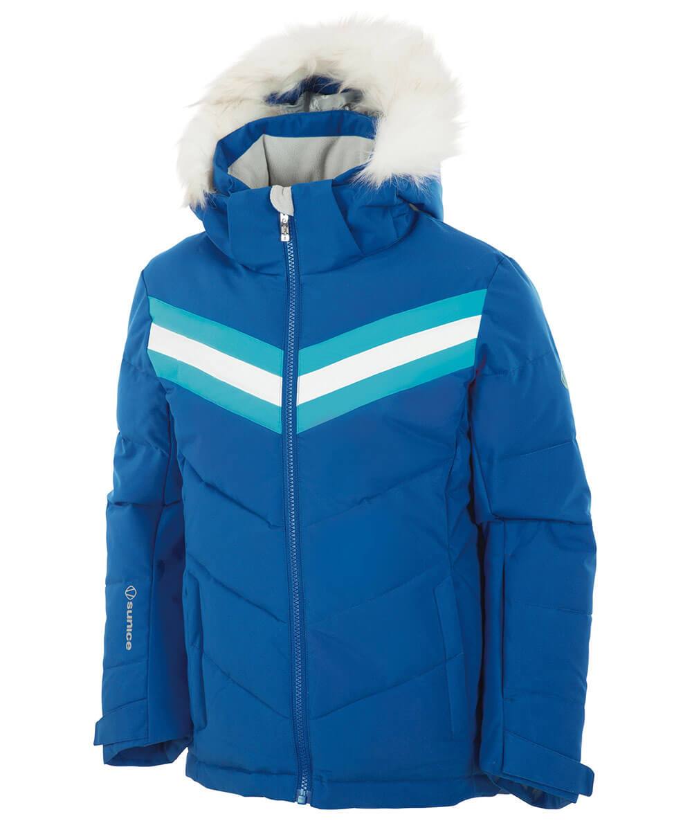 Girls&#39; Juliana Waterproof Quilted Stretch Jacket With Removable Faux Fur Ruff