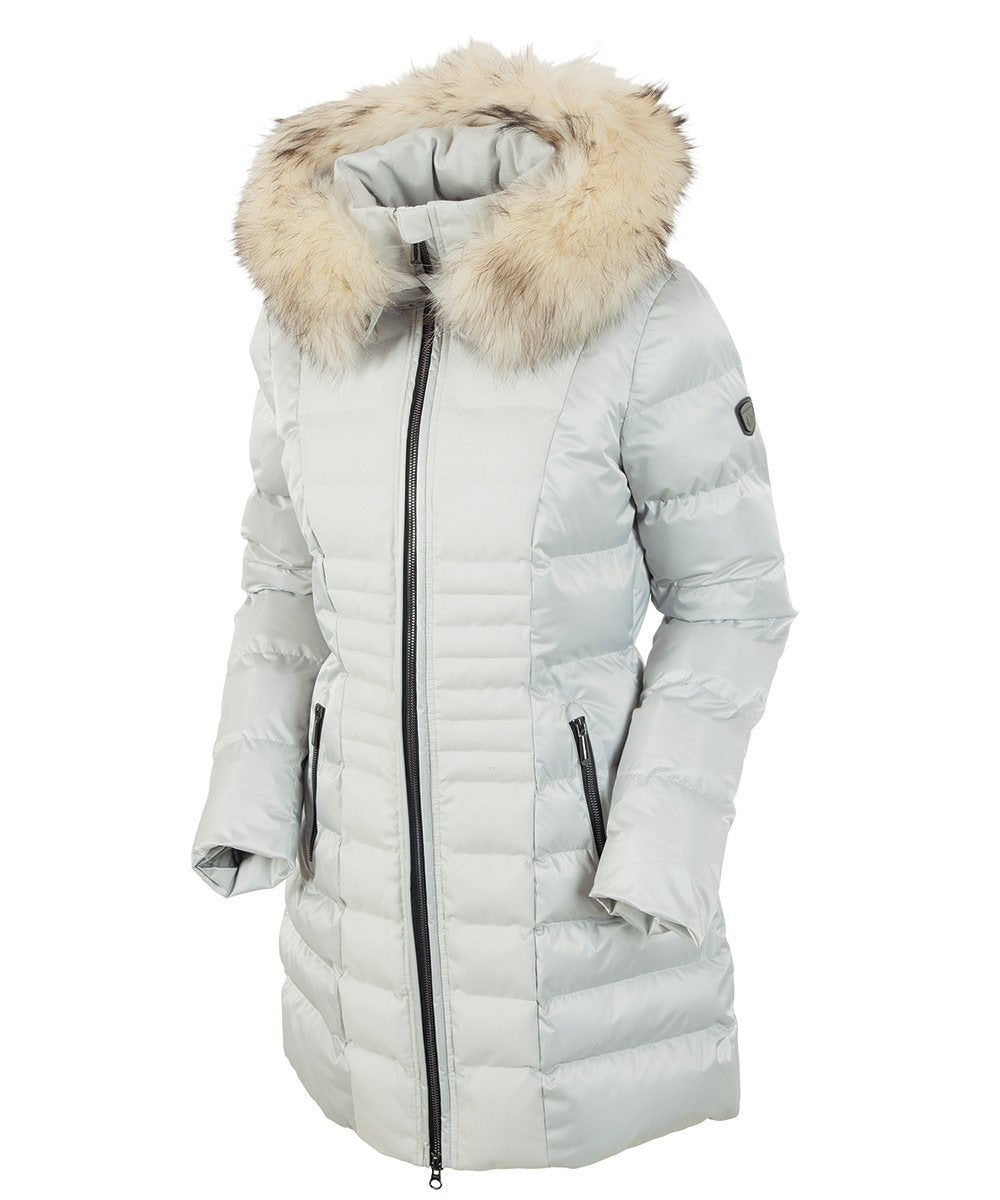 Women&#39;s Eva Waterproof Quilted 3/4 Coat With Removable Fur Ruff